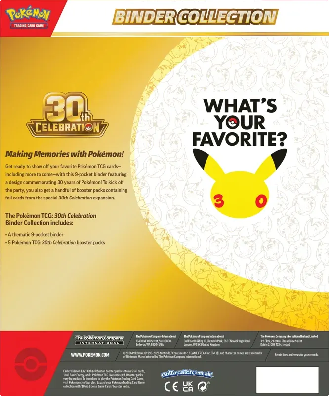 Pokemon 30th Celebration Binder Collection (Lot 9)