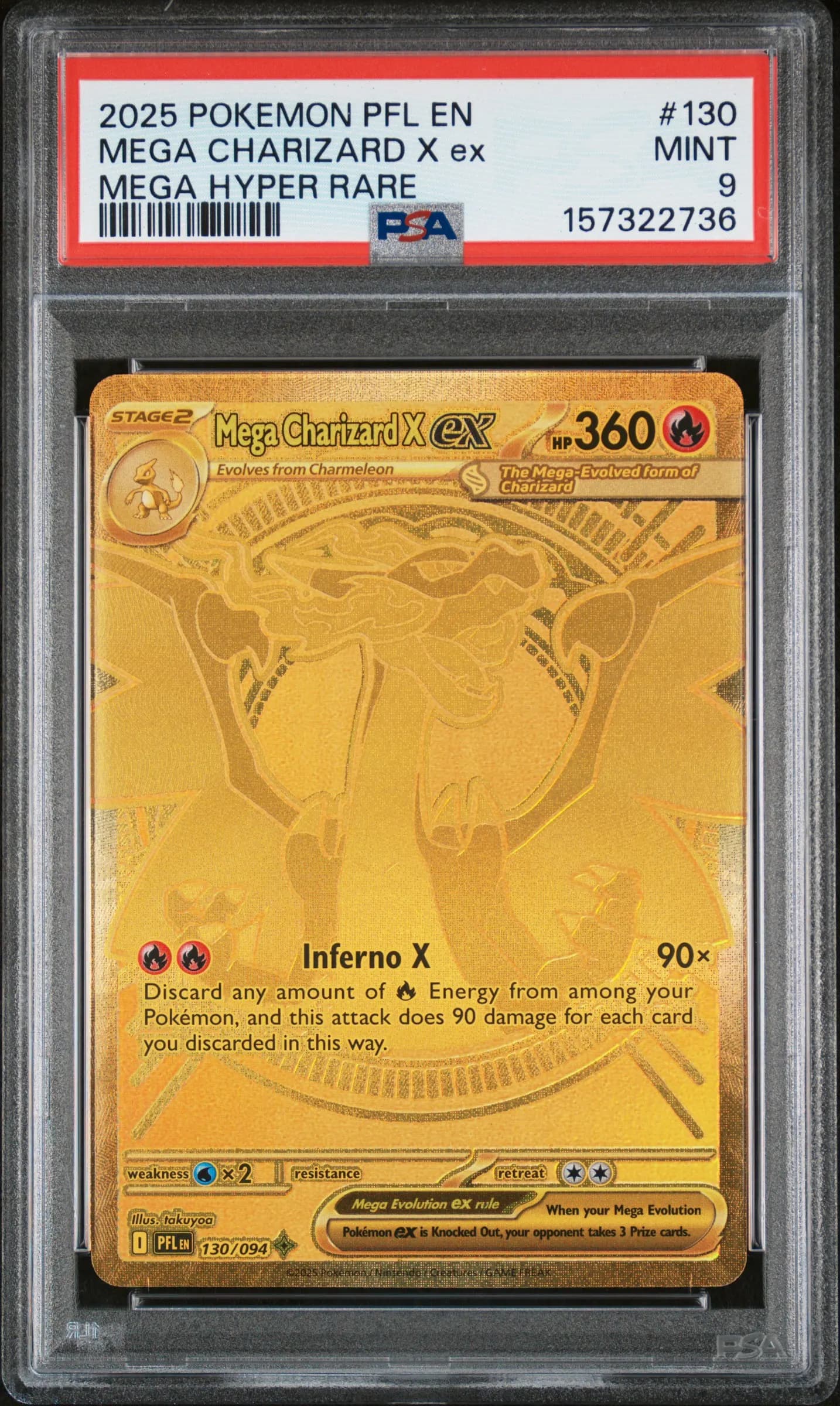 Mega Charizard X ex – Phantasmal Flames 130/094 – Mega Hyper Rare – PSA 9 Mint
